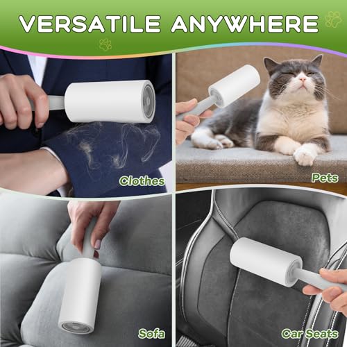 Lint Roller 600 Sheets Mega Value Set, Lint Rollers for Pet Hair Extra Sticky with 3 Upgraded Handles, Portable Lint Remover for Clothes, Furniture, Dog & Cat Hair (6 Pack)