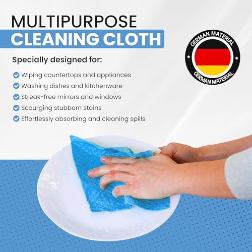 Swedish DishCloths - 10 Pack (Blue), (German Material) Reusable Cellulose Sponge Cloth for Kitchen - Household, Highly Absorbent, No-Odor Dishcloth - color: 002 Blue