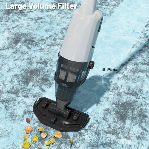 Efurden Handheld Pool Vacuum, Rechargeable Pool Cleaner with Running Time up to 60-Minutes Ideal for Above Ground Pools, Spas and Hot Tub for Sand and Debris (Grey)