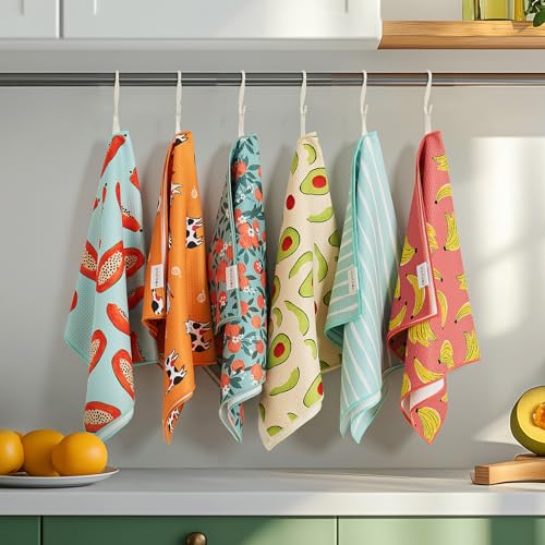 RECYCO Waffle Kitchen Towel Set of 2 - Quick Dry Microfiber Sustainable Dish Towels - Ultra Absorbent Reusable Cleaning Tea Towels - Lightweight Hand Towels,16”x 28”, Banana Joy - color: Banana Joy