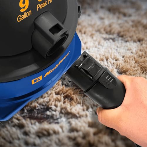 Koblenz WD-9 L212 Wet Dry Vacuum Cleaner, 9 Gallon, 5.0 PHP, 3-in-1 Suction & Blower, Big Vacuum Cleaners for Home, Heavy Duty Shop Vac, Click-N-Lock Hose, Swivel Casters, Black/Blues - size: 9 Gallon Tank