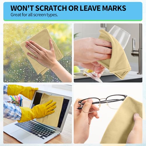 Microfiber Cleaning Cloth - 10 Pack Glasses Cleaning Cloth, 16" x 14" Window Cleaning Rags, Streak Free Lint Free Polishing Cloths Wipes for Eye Glass, Stainless Steel, Windshield, Beige - color: Beige, size: 16" x 14"