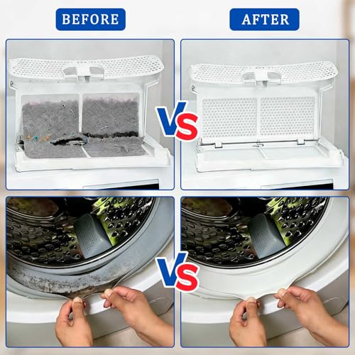 Dryer Vent Cleaner Kit with Dryer Vacuum Hose Attachment, 4-in-1 Multi-Lint Remover Brush, Suitable for Most Vacuum Cleaners for Efficient, Safe, and Thorough Dryer Lint Cleaner Tools (Blue)
