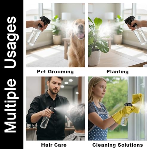 Plastic Spray Bottles 12oz Mist Continuous Spraying Bottle Heavy Duty Empty Water Spray Bottles for Hair, Cleaning Solutions, Plants,Essential Oils 1 Pack (Clear-1pcs) - color: Clear-1pcs