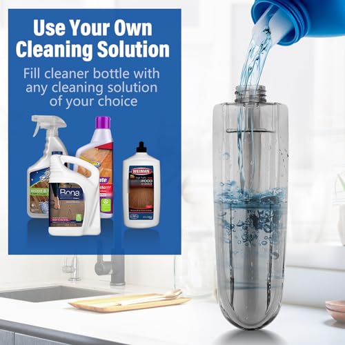 Microfiber Hardwood Floor Spray Mop with 3 Pads & Refillable Bottle | 400+ML refillable bottle, 360° swivel head, wet mopping & dry sweeping for hardwood, tile, laminate and sealed wood floors. - color: Dark Blue