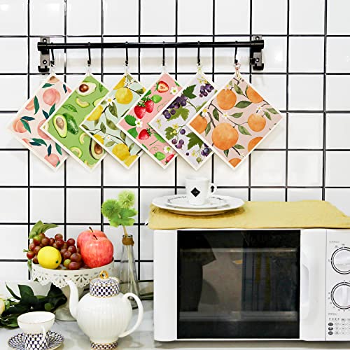 Mixed Fruit Swedish Kitchen Dishcloths Reusable Dish Towels Absorbent and Fast Dry Cleaning Cloths for Kitchen Cleaning Wipes 6 Pieces - color: Fruit