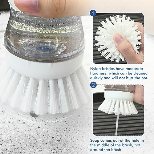 Palm Brush Refills for OXO Soap Dispensing Dish Brush - 4 Pack Cleaning Replacement Brush Head for OXO Palm Brush(White) - color: 4-white