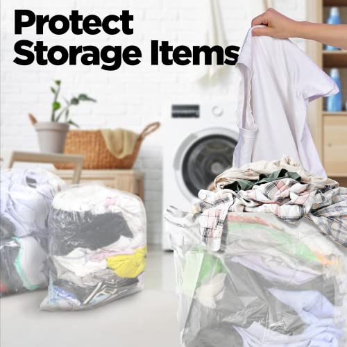 55 Gallon Trash Bags, 3 Mil Contractor Bags, Large Trash Can Liners, 38 x 58" For 55-60 Gallon Trash Cans - Outdoor, Construction, Lawn, Custodian, Landscape, Leaf - Made in USA - (CLEAR, 50 COUNT)