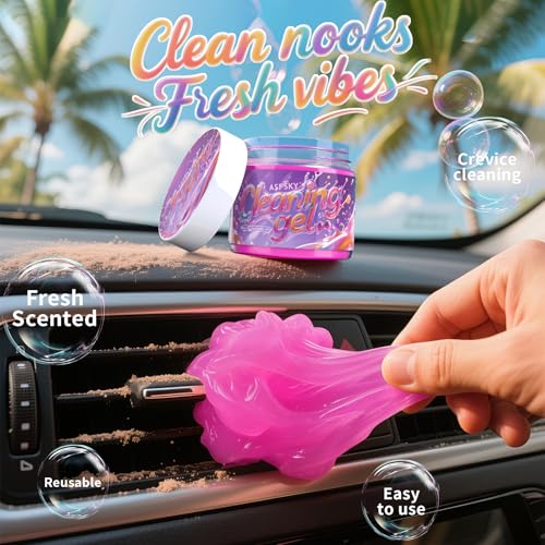 ASFSKY Car Cleaning Gel (Purple,Grape) Dust Cleaning Putty Universal Car Interior Cleaner Keyboard Dust Remover Car Slime Gifts for Men Women girl(1 pack) - color: Light purple