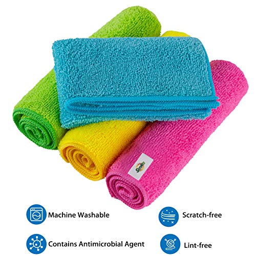 SCRUBIT Microfiber Cleaning Cloth - 8PK- Super Soft Cloths for Kitchen, Car, Windows - 12x14 in. Lint Free Towels