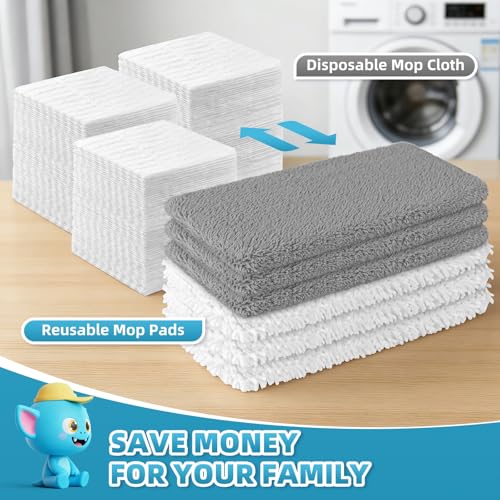 6 Pack Reusable Mop Pads Compatible with Swiffer Sweeper Mop, Washable Wet Pads Refill, Dry Sweeping Cloths, Microfiber Pads for Mopping Floors (Gray, White) - color: Gray, White