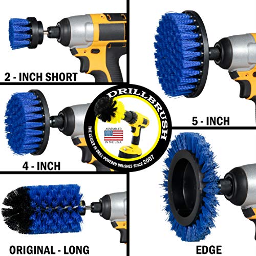 Grout Cleaner Kit - Bathroom Drill Brush Attachment Set - Household Cleaning Supplies - Shower Cleaner - Tub Scrubber - Toilet Brush - Spotless Tiles - Power Scrubbing Nylon Bristles - color: Blue