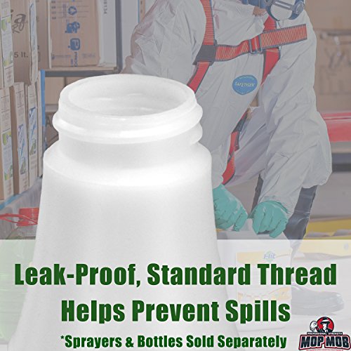 Commercial-Grade Chemical Resistant 32 oz Bottles ONLY 4 Pack Embossed Scale For Measuring. Pair With Industrial Spray Heads For Auto/Car Detailing, Janitorial Cleaning Supply or Lawn Care.