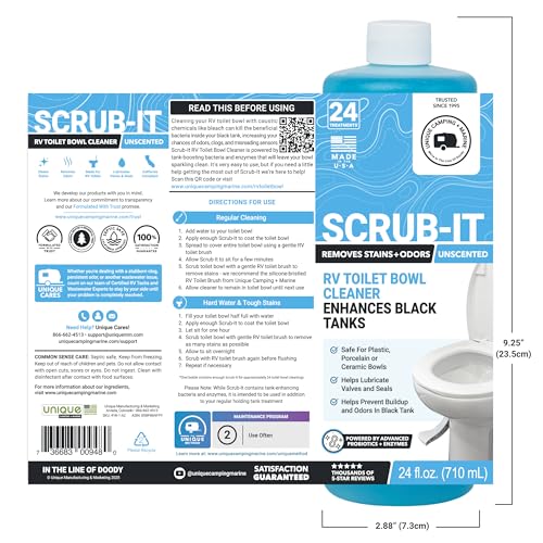 Unique Scrub-It RV Toilet Bowl Cleaner Liquid – Removes Stains, Odors & Debris, Safe RV Toilet Cleaner for RV & Marine Toilets, Value Pack, (24 oz, Pack of 3) - size: 24 Fl Oz (Pack of 3)