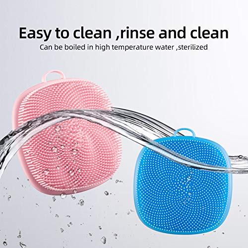 Silicone Face Scrubber for Men and Women, 2Pack Facial Cleansing Brush Silicone Face Wash Brush Manual Waterproof Cleansing Skin Care Face Brushes for Cleansing and Exfoliating (Blue_Pink) - color: Blue Pink