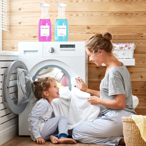 54 OZ Laundry Detergent Dispenser, Laundry Soap Dispenser, Liquid Laundry Detergent Container and Organizer, Clear Plastic Fabric Softener and Laundry Powder Dispenser for Laundry Room, 3Pack - color: 3p