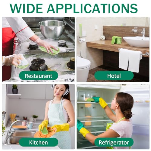24 Pack Multi Purpose Scrub Sponges Non Scratch Microfiber Sponge Cleaning Dish Scrubber Reusable Dish Sponges for Washing Dishes Along with Heavy Duty Scouring Power (Green) - color: Green