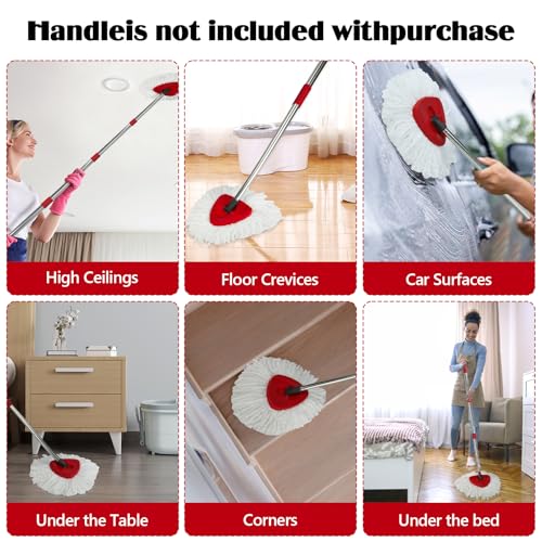 3 Pack Spin Mop Replacement Head for O-Ceda EasyWring 1-Tank System, 3 Microfiber Spin Mops Refills,1 Scrubber Head,1 Triangle Spin Base,Deep Clean,Machine Washable and Easy to Replace - size: White-3P