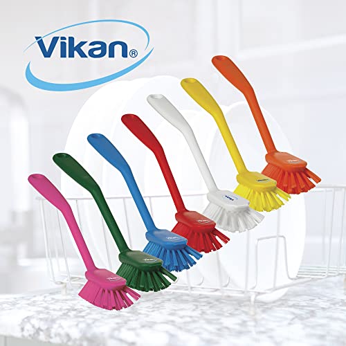 Vikan 42372 Brush,Dish,Scraping Edge,Medium,11",PP/PBT,Green - color: Green