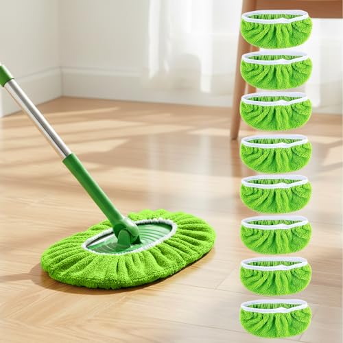 8 Pack Reusable Microfiber Mop Pads - Dry Sweeping Cloths & Wet Mopping Cloths - Washable Wet Pads Refill for Mopping Floors (Mop is not Included), Green - color: Green 8-pack