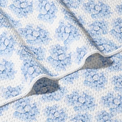 HALL & PERRY Kitchen Tea Towel, Ultra Soft, Quick Dry Microfiber Dish Cloths - 18"x30" Premium Quality Waffle Towel - Stripes and Flowers, Blue (2, Sammie) - color: Sammie