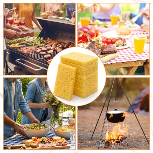 Zhengmy 200 Pieces Sponges Bulk Sponges Kitchen Compressed Sponge Natural Dish Sponge Compressed Wood Pulp Cleaning Without Scratching for Kitchen Bathroom, 3.9 x 2.4 x 0.12 Inch (Yellow) - color: Yellow