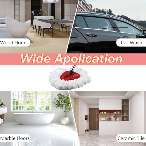 9+1 Pack Spin Mop Replacement Head for Ocedar, 100% Microfiber Mop Heads Replacements Compatible with Ocedar Easywring 1-Tank System, 360 Degree Spin Mop Refill for Easy House Cleaning Floor Mopping