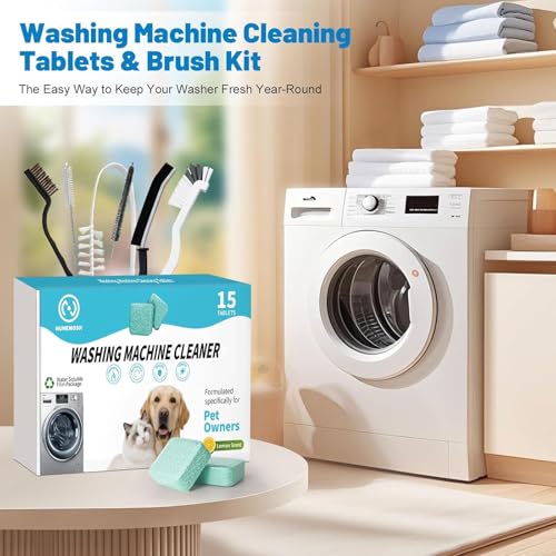 Washing Machine Cleaner, Washer Machine Cleaner Tablets 15 Pcs + Dryer Vent Cleaner Kit 12 Pack, Crevice Cleaning Brush for Bathroom, Shower & Kitchen, All-in-One Multi-Surface Scrubbing Brushes - color: Green 27 Pack