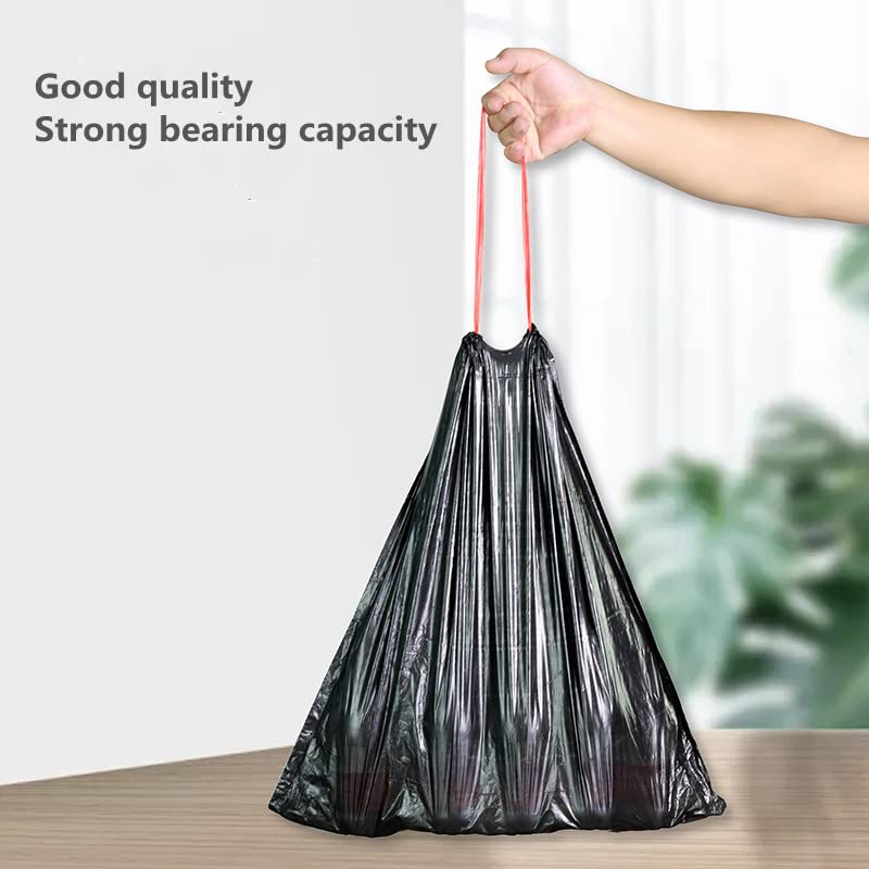 Trash Bags Drawstring Garbage Bags-Coocn Thicker Heavy Bathroom Trash can Liners for Bedroom Home Kitchen 50 Counts ,4-6 Gallon (Black) - color: Black