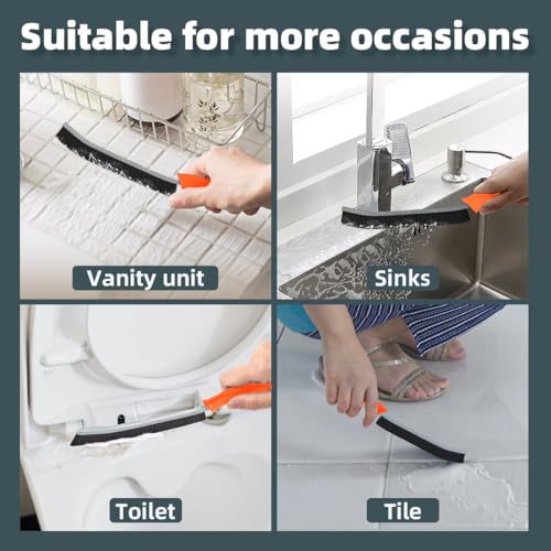 TQRR Toilet Brush, 4Pcs Bathroom Cleaning Brush, Toilet Scrubber, Deep Toilet Bowl Brush with Hanging Hole, Multifunctional Gap Cleaning Brush, Bristles for Kitchen Sinks, Tub,Shower (4, Orange) - color: Orange