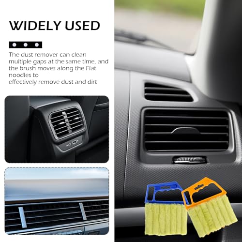 2PCS Blind Cleaner Duster Tool, Microfiber Washable Handheld Mini Duster Brush, 7-Finger Dusting Cleaner Tool for Air Conditioner Vents, Wood Blinds (Orange & Blue)