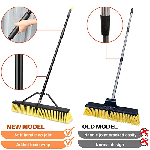 24 Inches Push Broom Outdoor Heavy Duty Broom with 63" Long Handle for Deck Driveway Garage Yard Patio Concrete Floor Cleaning Yellow - color: Yellow 24 Inches Heavy Duty
