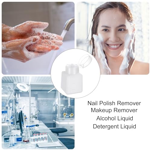 2pcs Solvent Alcohol Dispenser 150ml(5.1oz) Press Type ESD Safe Anti-Splash Liquid Dispenser Pump with Sealing plastic Lid for Alcohol, Nail Polish & Makeup Remover, White