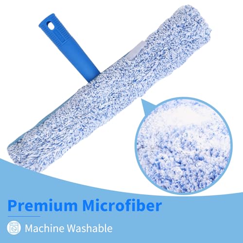 10Ft Window Cleaning Kit with Extension Pole, 14" Squeegee and 15" Scrubber with Long Handle, Window Cleaner Tool Washing Equipment for Outdoor High Windows Glass