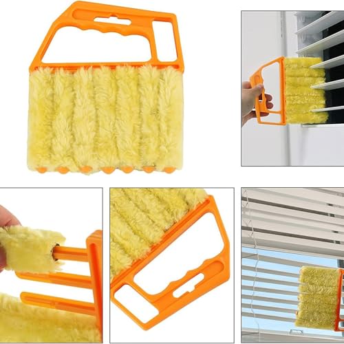 Shutter Brush Window Blind Cleaning Brush, 2 PCS Venetian Blind Cleaner Brush, Microfiber Duster Tool for Window Blinds,Air Vents, Keyboard, Car AC, Washable Reusable Gap Cleaning Brushes (Orange) - color: Orange