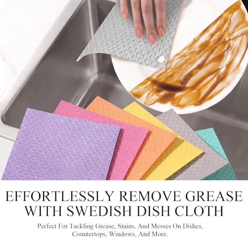 6 - Pack Swedish Kitchen Dish Cloths - Reusable Paper Towels for Counters & Dishes - Eco Friendly Cellulose Sponge Cloth (Grey) - color: B-grey
