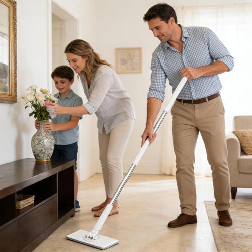 Zero S nap Grip Mini Mops, Retractable Ga p Dust Cleaner Flat Mops with 360° Rotating Head & Sweeping Cloths for Gaps & Multi- for Kitchen Bathroom Car Floor Home - color: White-l