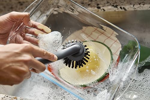 Joseph Joseph SinkTech Dish Brush with Replacement Head and Stainless-Steel Storage Stand Drip Tray - style: With Stand