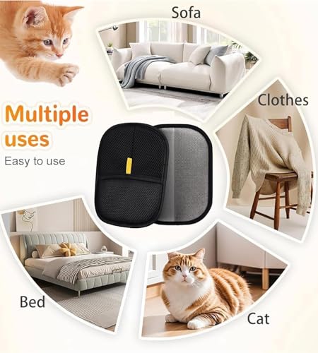 4 in 1 Pet Hair Remover with Glove, Reusable&Effective Cat and Dog Hair Removal Cleaning Tool with 17-Inch Extra Long Handle Multifunctional Fur Lint Brush for Couch,Furniture,Carpet,Clothes,Bedding - color: With Glove