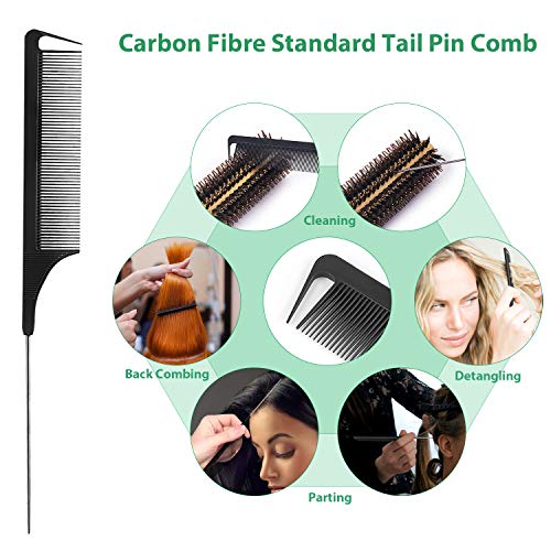 Vista Round Hair Brush with 10mm Boar Bristle 15mm Nylon Bristle Hairbrushes for Women Bamboo Hair Brush Styling with Tail Comb for Blow Drying, Shiny, Smooth, Long, Curly Hair - color: Large Bamboo