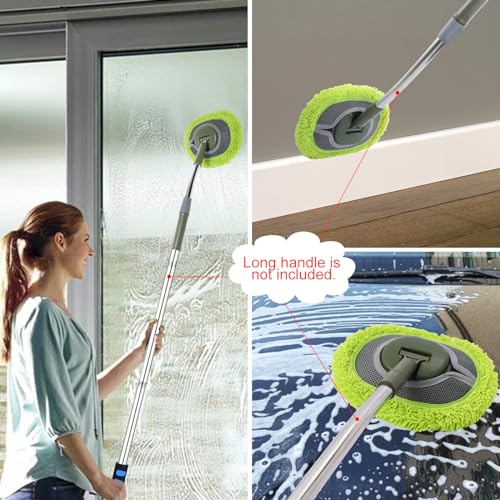 Microfiber Mop Refill for HoMerit Wall Cleaner, 2 Pack Reusable Washable Washer Pads, Dust Cleaning Walls, Ceilings, Windows, Baseboard, Dry Dust/Wet Wash Pad, Green-2