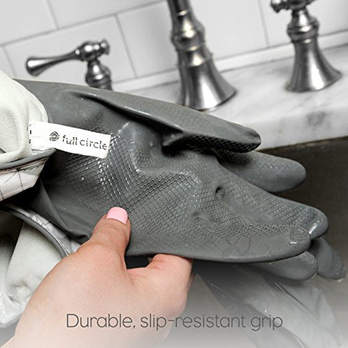 Full Circle Splash Patrol Natural Latex Cleaning Gloves Large - Eco-Friendly, Durable, Kitchen, Bathroom, Household Cleaning - Gray - color: Grey