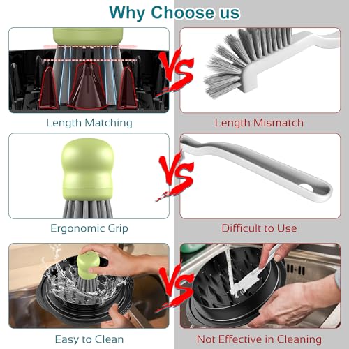 Mini Dish Brush for Cleaning Chicken Shredder, Palm Brush Dish Scrubber with Ergonomic Grip, Kitchen Brush for Washing Dishes, Pans, Pots, Sink (1, Matcha) - color: Matcha