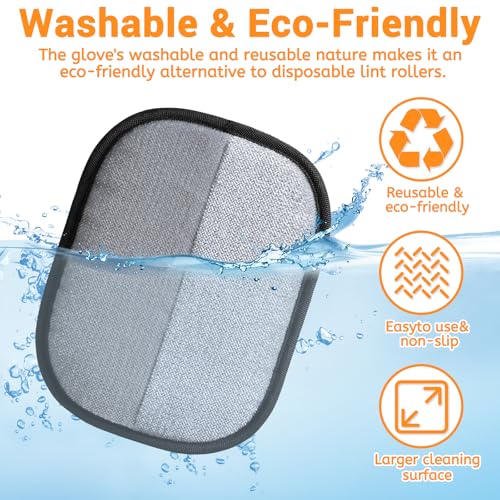 Electrostatic Pet Hair Remover Glove for Dogs &Cats, Reusable Cat Dog Magic Brush pet Hair, Suitable for Sofas, Clothing, Carpets, Curtains (2)