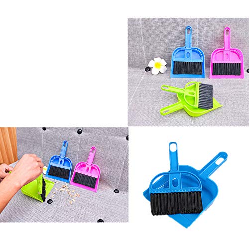 Mini Dustpan and Broom Set 1 Pcs Dustpan Brush Set Portable Plastic Brush Set (Blue) Used for Tool Brush Keyboard Home Kitchen Sweeper Table Desk Office