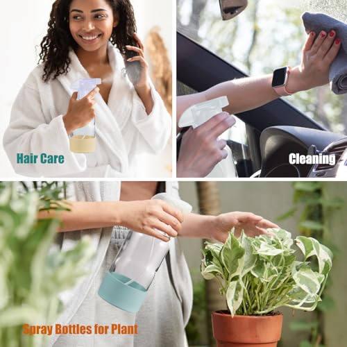 Glass Spray Bottles with Silicone Sleeve Protection, 16 oz 2 Pack, Reusable Spray Bottles with Adjustable Nozzle for Hair, Cleaning Solutions, Plants, Pale Yellow&Mint Green - color: Pale Yellow&Mint Green