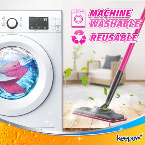 KEEPOW Microfiber Steam Mop Pads Compatible with Schenley Steam Mop 7 in 1, Washable and Reusable Mop Replacement Pads Steam Cleaner Attachments for Multi Surface Floor 2 Pack - color: Pink, 2 Pack