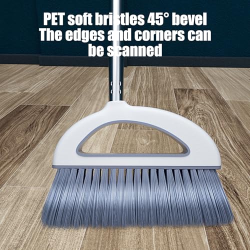 Broom and Dustpan Combo for Office, Broom and Dustpan Set for Home, Long Handle Broom with Upright Standing Dustpan, Indoor & Outdoor Sweeping
