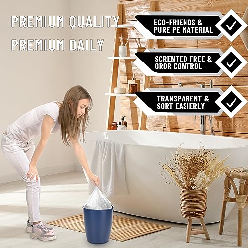 105Counts 13 Gallon Trash Bags, Flexible & Durable Kitchen Garbage Bags, Unscented & Easy Tearing Medium Gallon Trash Bag for Kitchen, Bathroom, Bedroom, Office, Transparent - style: 13 Gallon Transparent 105 counts