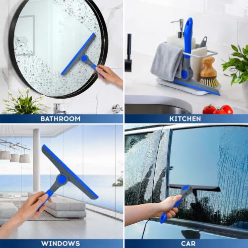 DSV Standard 10" Heavy Duty Blue, Grey Window Cleaning Squeegee, Handheld Squeegee for Glass Doors, Windows, Car Windshields & More - color: Blue